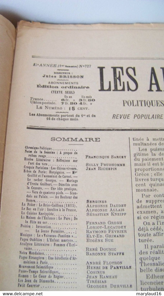 lot 12 numéros les annales politiques et littéraires 1897