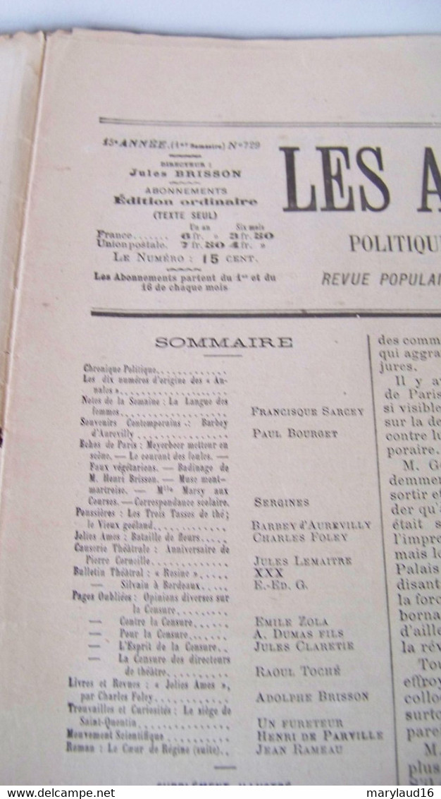 lot 12 numéros les annales politiques et littéraires 1897