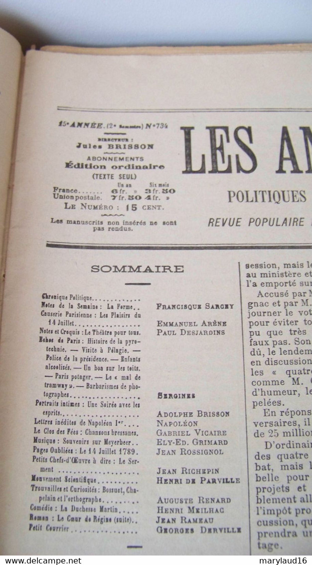 lot 12 numéros les annales politiques et littéraires 1897