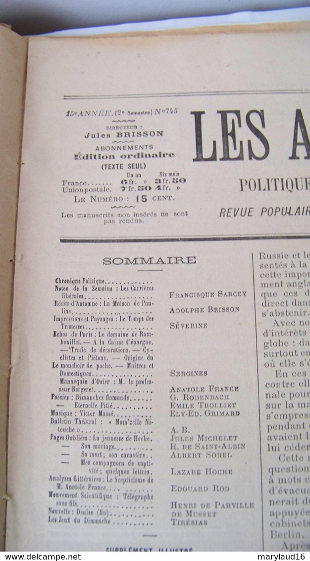 lot 12 numéros les annales politiques et littéraires 1897