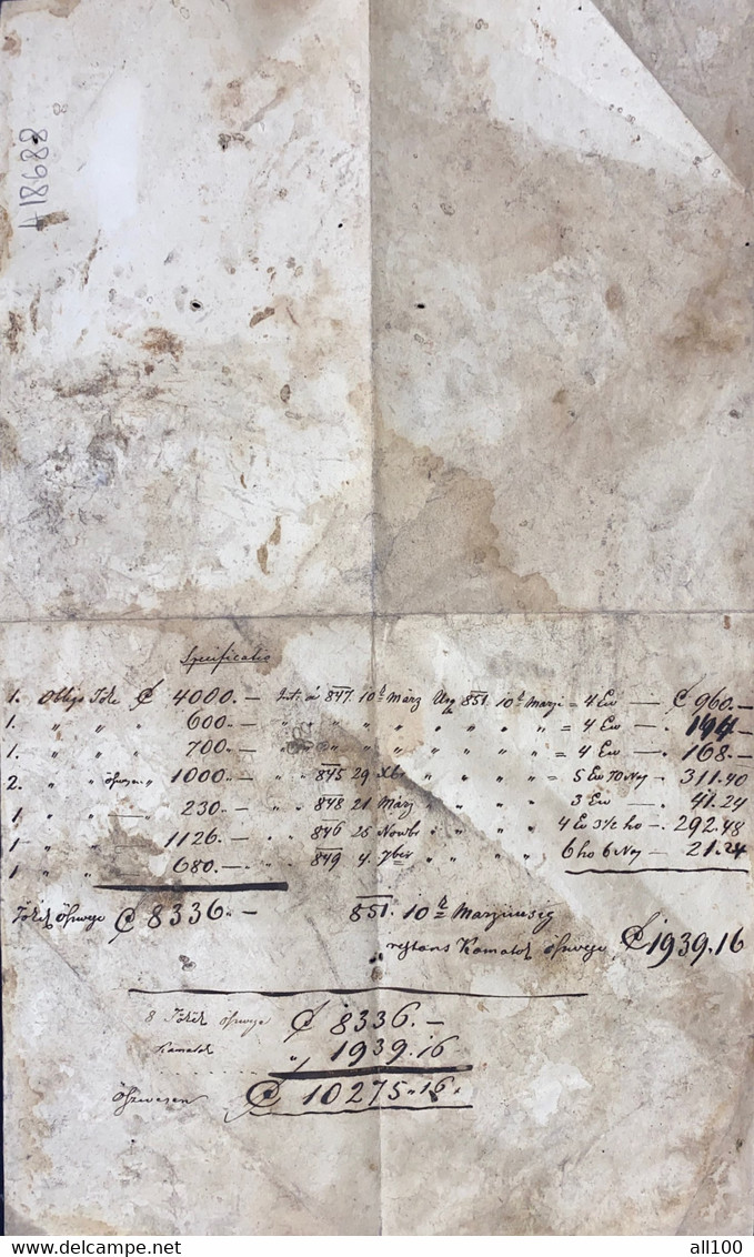 A18688 - INVOICE FROM AUSTRIA 1847 HANDWRITTEN DOCUMENT - Austria