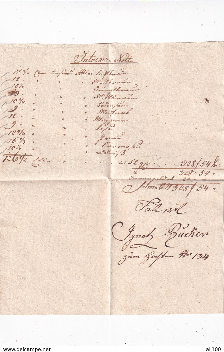 A18693 - INVOICE INTRIMS NOTTA FROM AUSTRIA 1800s HANDWRITTEN DOCUMENT - Österreich