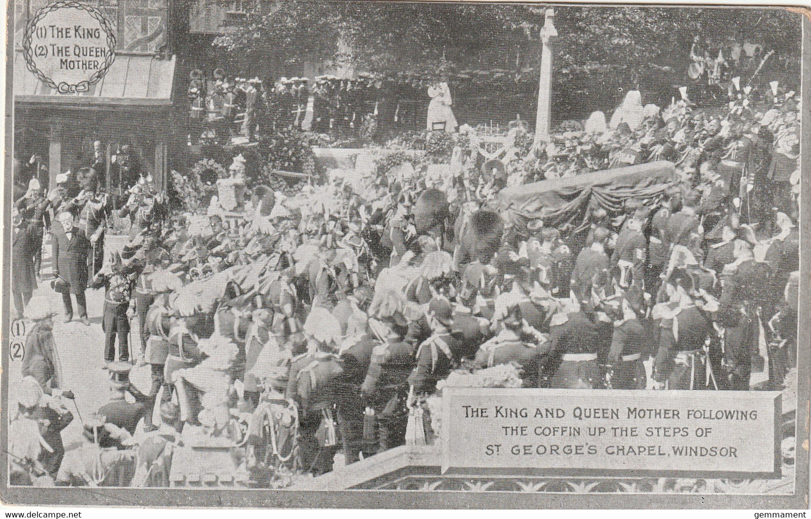 WINDSOR - ST GEORGES CHAPEL. KING @ QUEEN MOTHER FOLLOWING COFFIN - Windsor