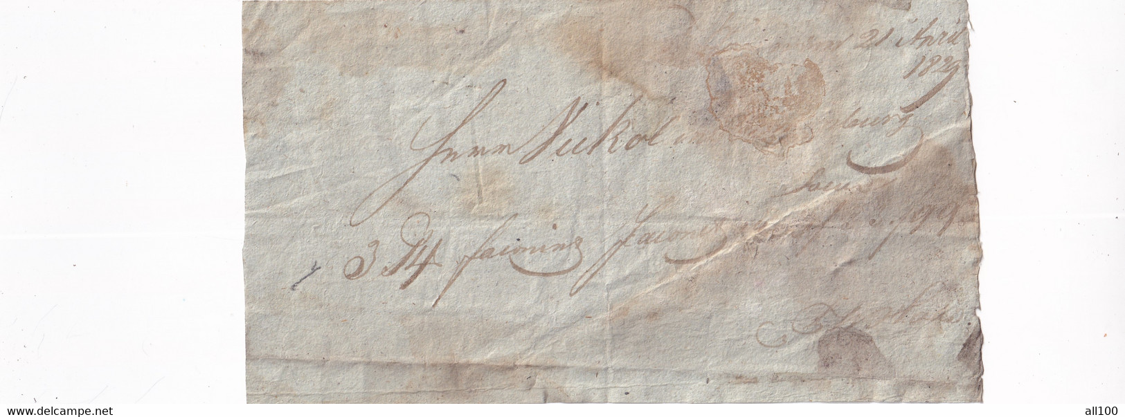 A18727 - RECEIPT FROM AUSTRIA 1829 HANDWRITTEN DOCUMENT - Austria