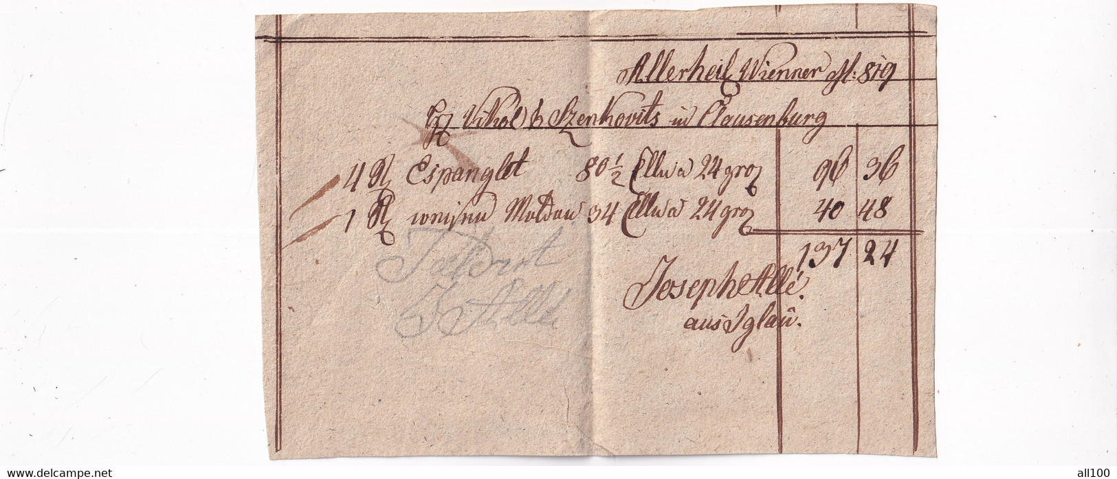 A18728 - INVOICE FROM AUSTRIA WIEN VIENA 1819 HANDWRITTEN DOCUMENT - Autriche