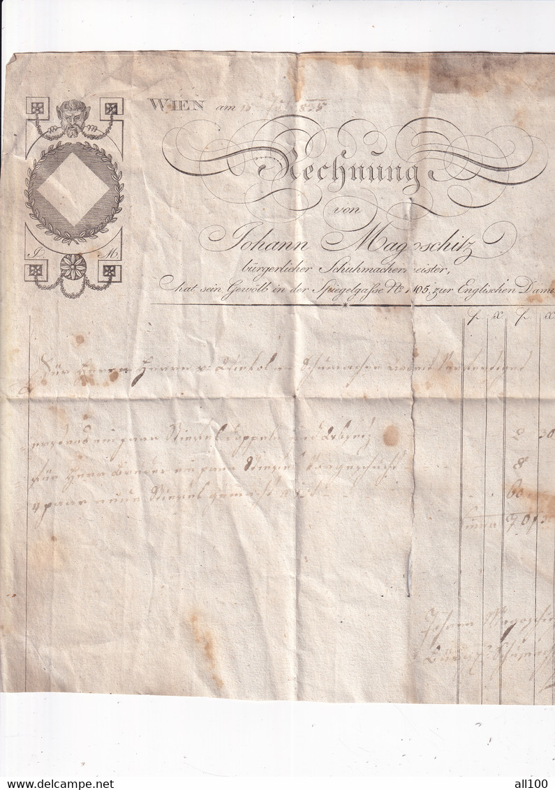 A18731 - INVOICE FROM AUSTRIA WIEN VIENA 1835 JOHANN MAGOSCHITZ BURGERLICHER SCHUHMACHERMEISTER - Austria