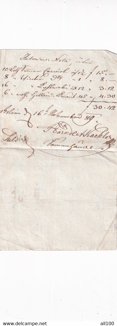 A18734 - RECEIPT INTERINS NOTA FROM AUSTRIA 1819 AUSTRIAN EMPIRE HANDWRITTEN DOCUMENT - Autriche