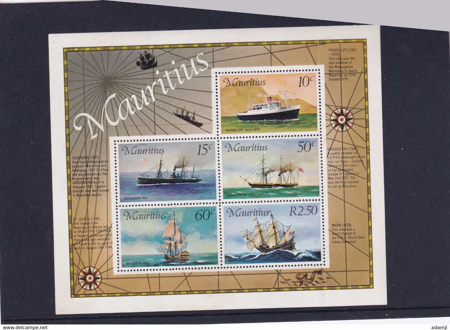 MAURITIUS 197 SHIP MS MNH. - Mauritius (1968-...)