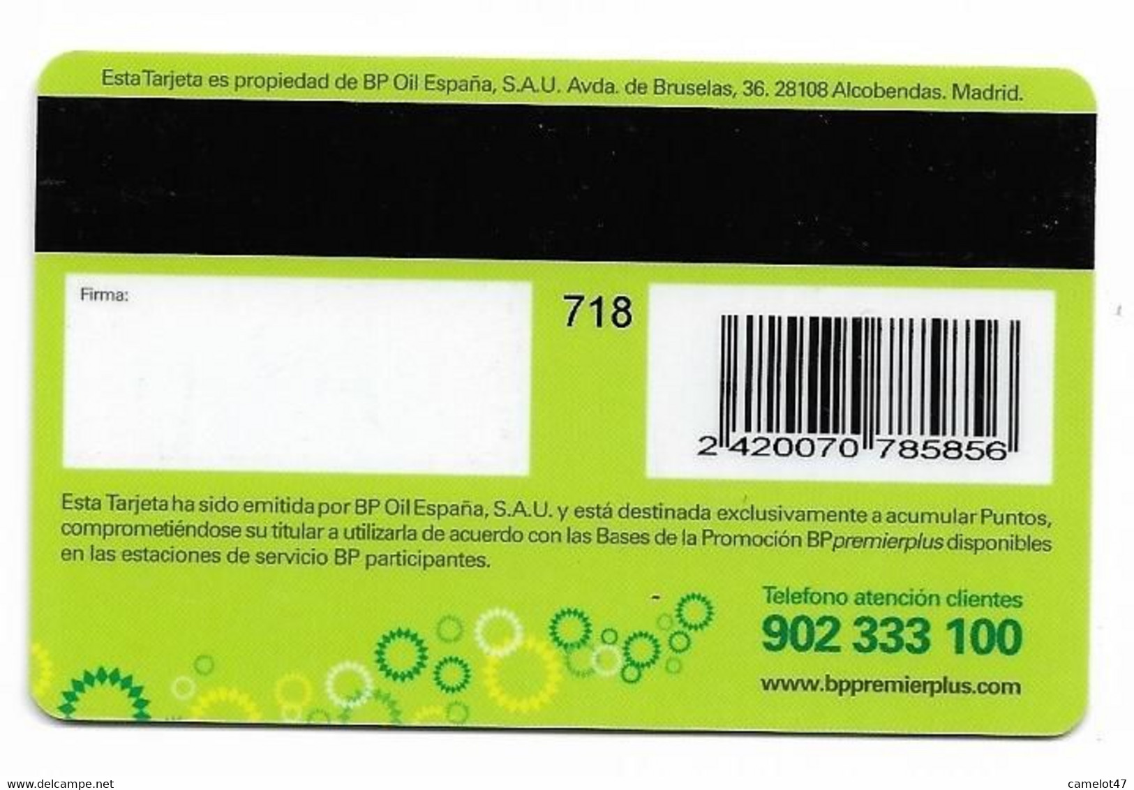 BP Spain, Gas Stations Rewards Magnetic Card, # Bp-1  NOT A PHONE CARD - Oil