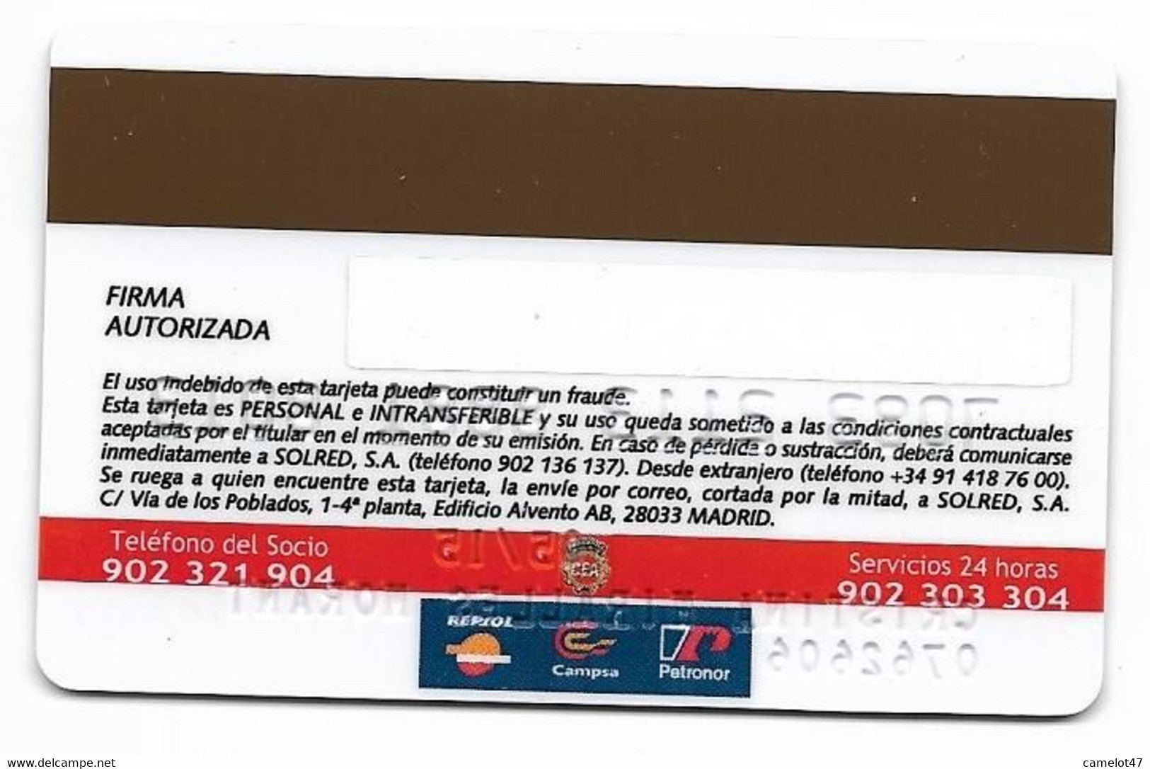 Solred Spain, Gas Stations Magnetic Rewards Card, # Repsol-4  NOT A PHONE CARD - Petrole