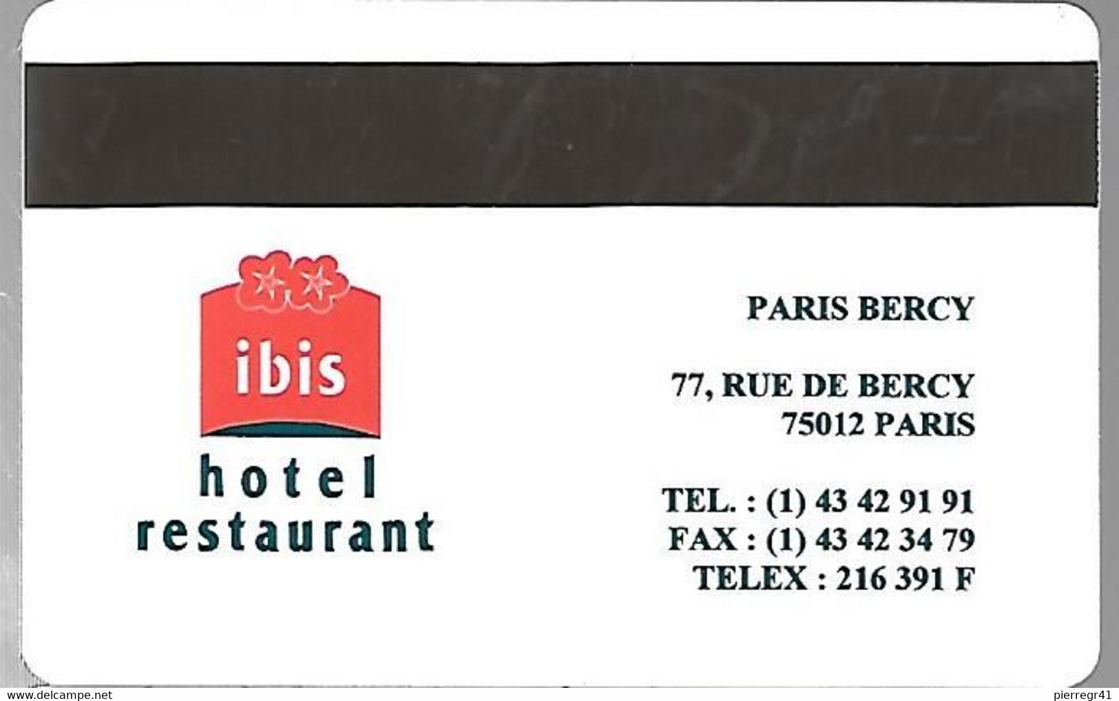CLE-MAGNETIQUE-HOTEL-IBIS-PARIS BERCY-Restaurant-TBE/RARE - Clés D'hôtel