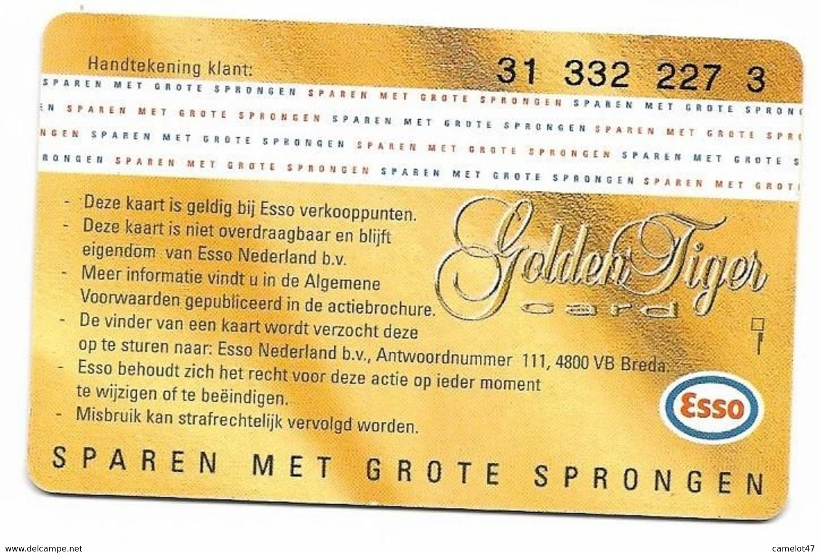 Esso Nederland, Gas Stations Rewards Smart (chip) Card, # Esso-1  NOT A PHONE CARD - Oil