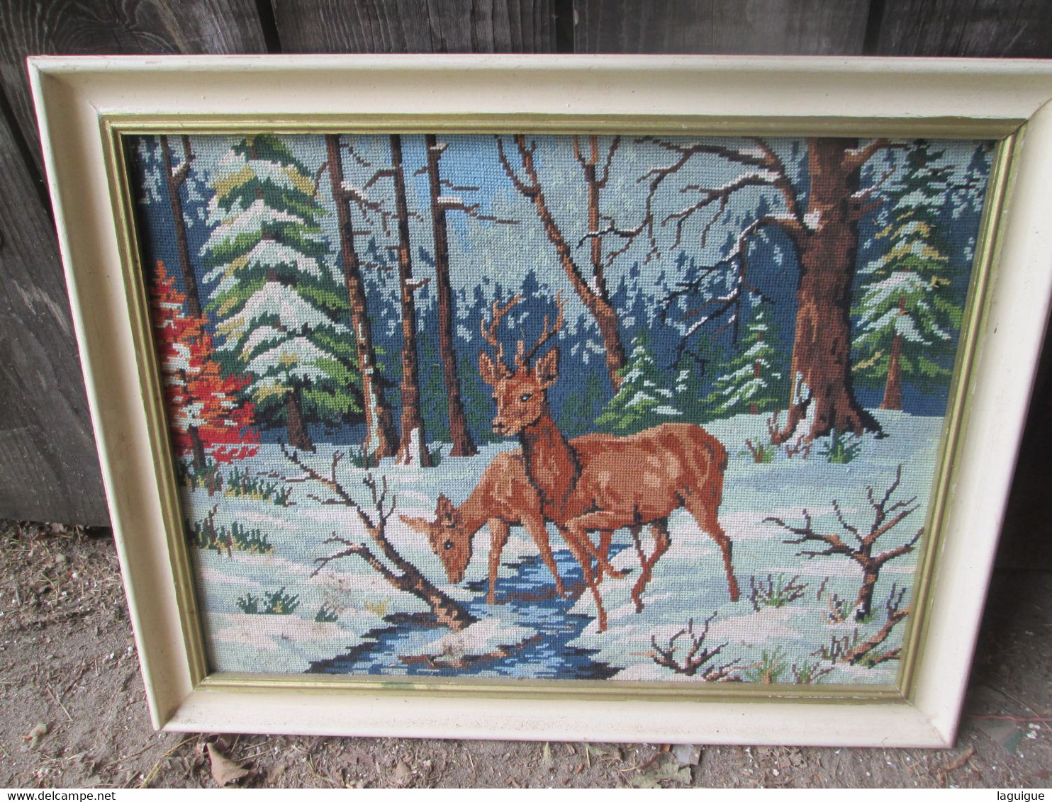 CANEVAS ENCADRE ANIMAUX FORET 68 X 55 Cm - Tappeti & Tappezzeria