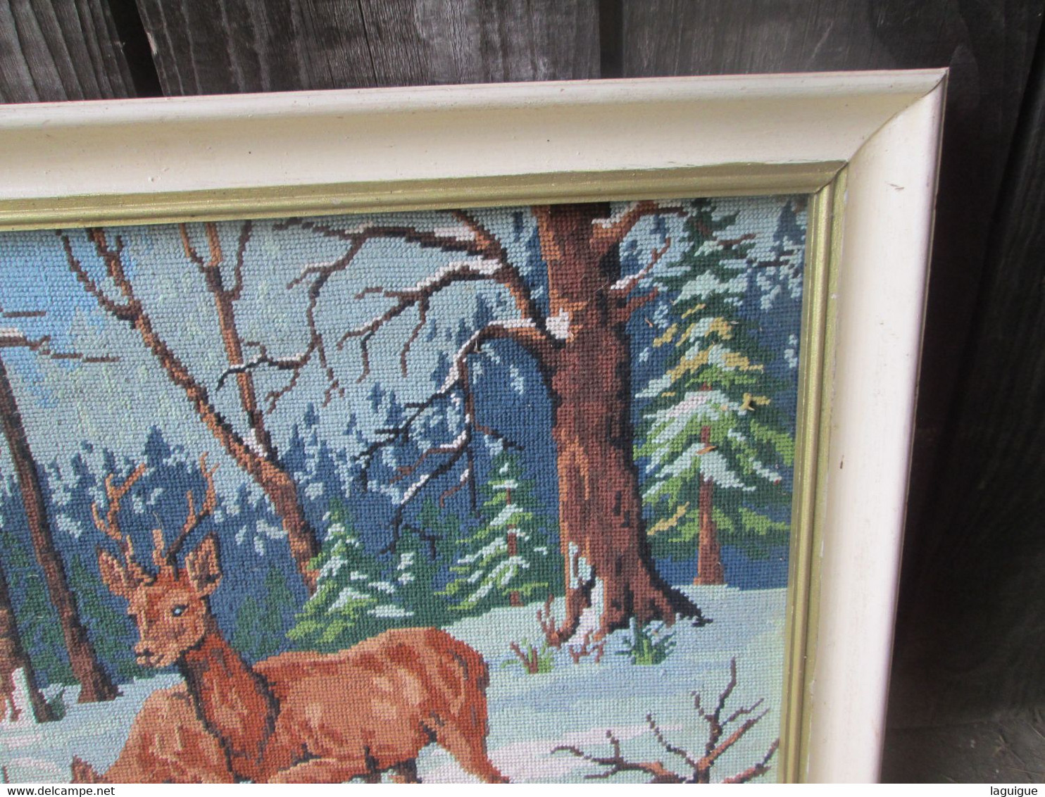 CANEVAS ENCADRE ANIMAUX FORET 68 X 55 Cm - Tapijten