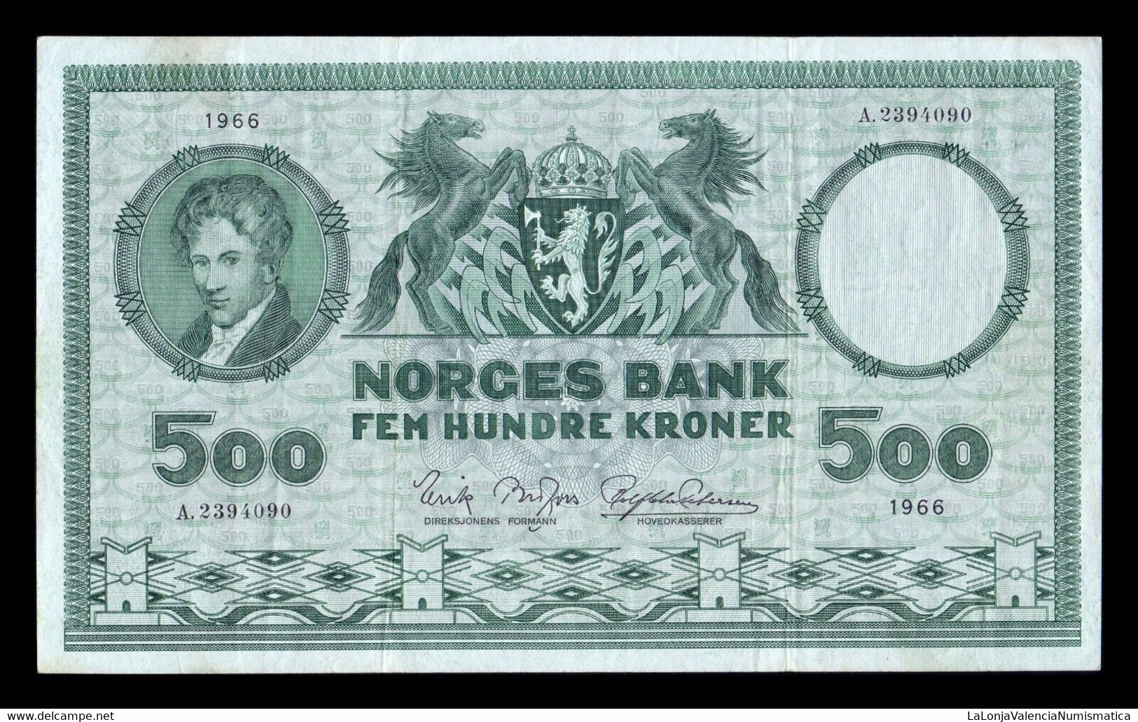 Noruega Norway 500 Kroner 1966 Pick 34d MBC VF - Norvegia