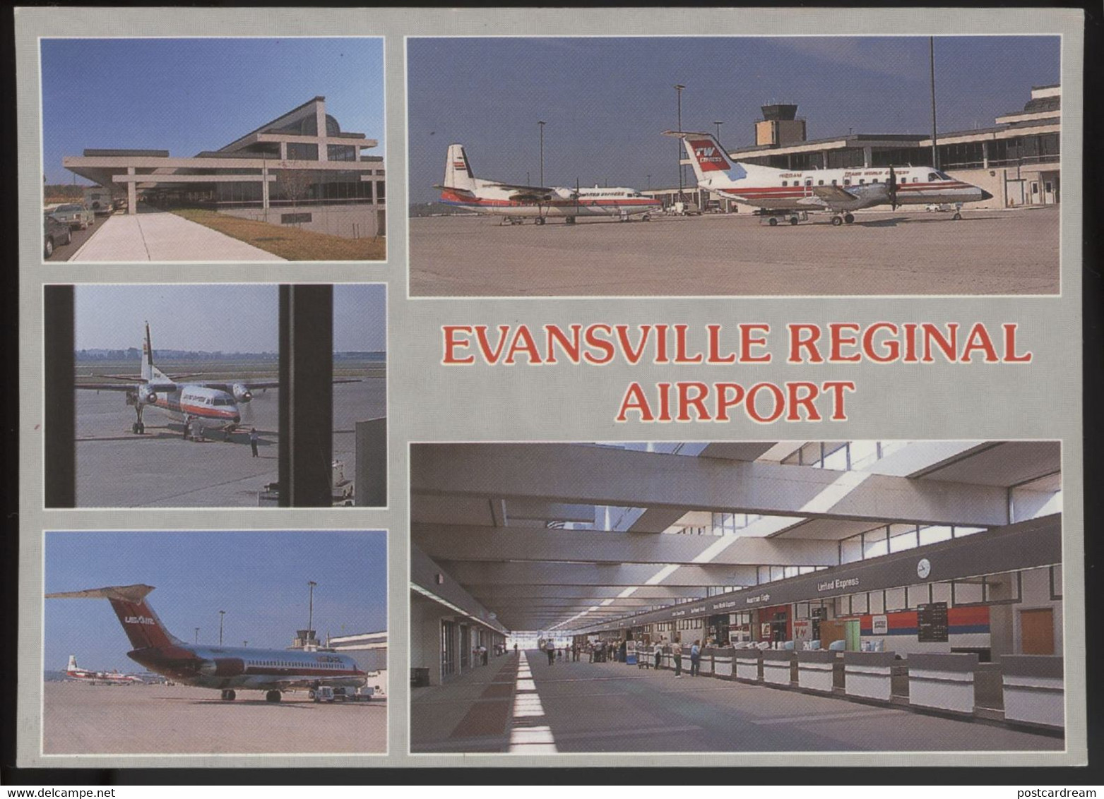 Evansville Regional Airport IN TWA AIRLINES COMMUTER Postcard - Evansville