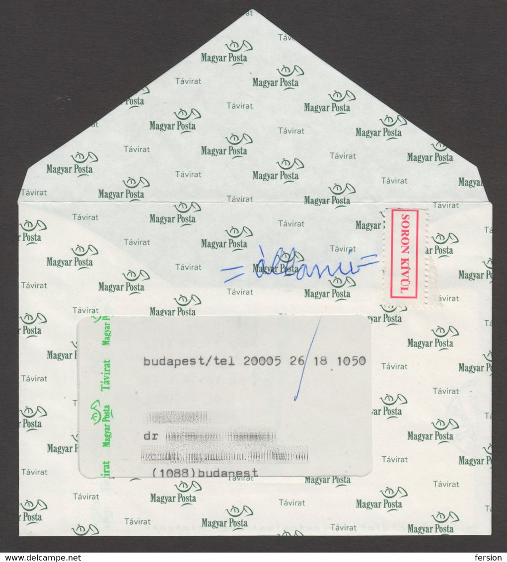 TELEGRAPH TELEGRAM 1994 Hungary Letter Cover - " Out Of Turn " EXPRESS Close Label Vignette - Telegraph