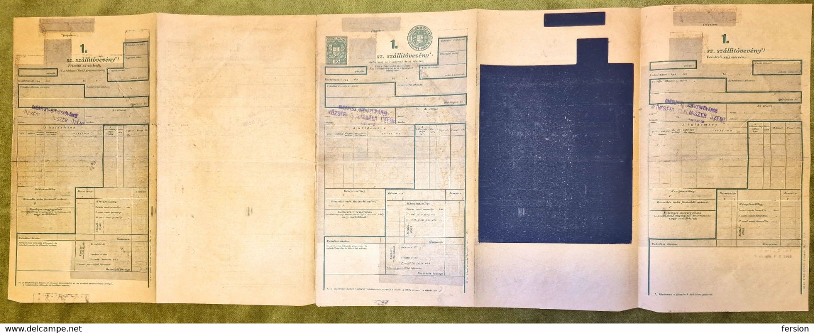 1943 Hungary - Transport Railway WAYBILL Form - REVENUE TAX Stamp - BUDAPEST Postmark - 10 F - Coat Of Arms - Fiscale Zegels