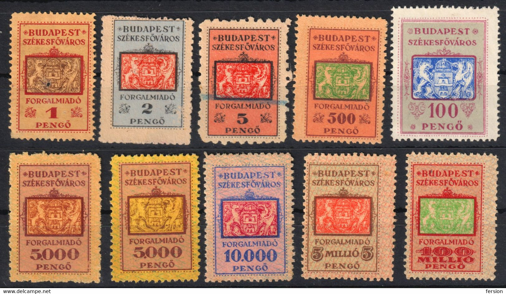 1945-1946 Hungary - BUDAPEST City Local ( Sales Value Added Tax ) VAT Fiscal Revenue Stamp - LOT - Inflation - Steuermarken