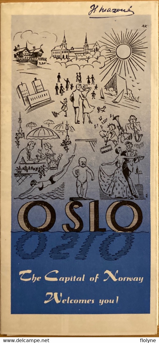 Oslo - Dépliant Touristique Ancien - Publicité Illustration Illustrateur  - 1950 - Norvège Norway - Norwegen