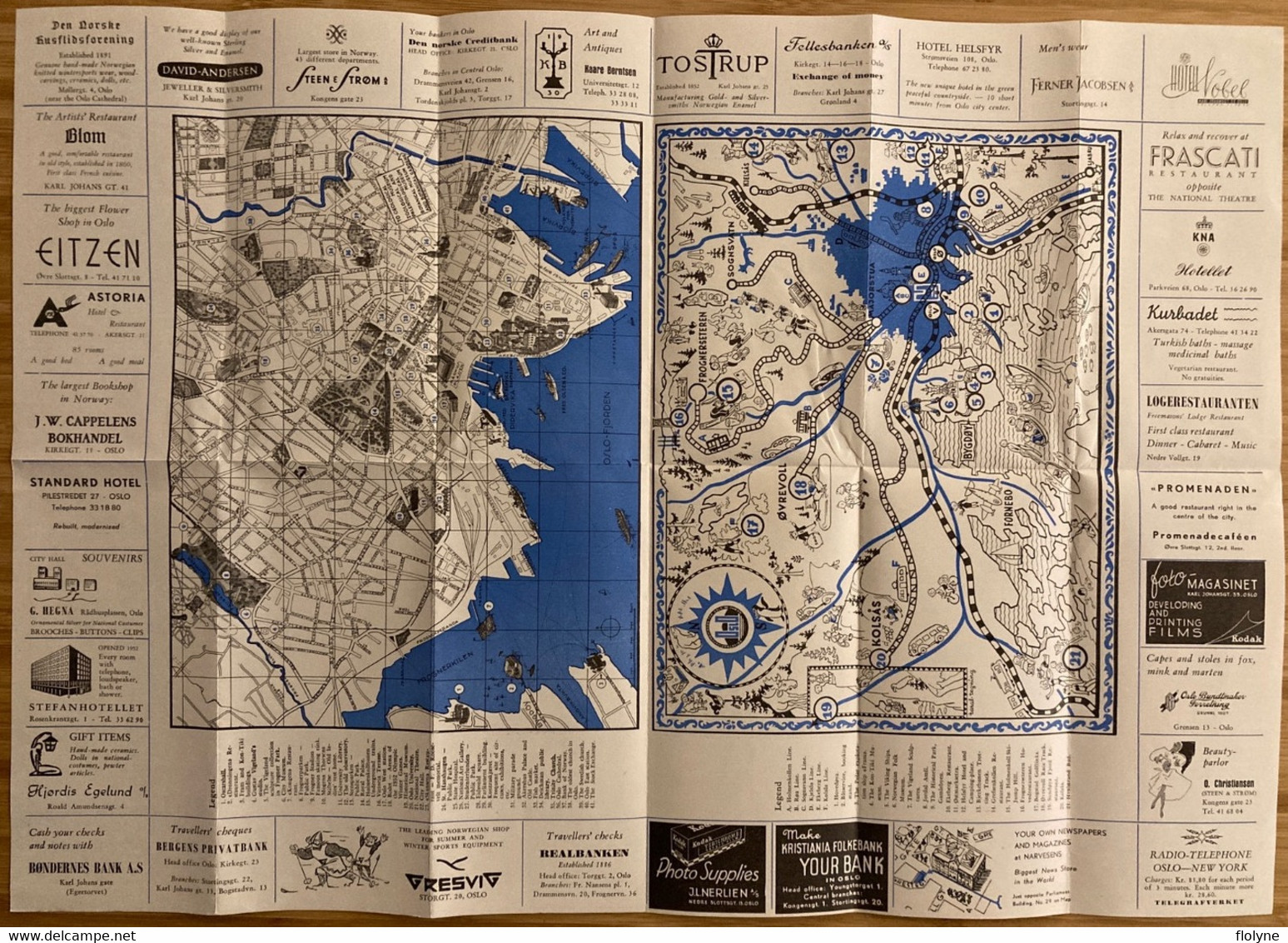 Oslo - Dépliant Touristique Ancien - Publicité Illustration Illustrateur  - 1950 - Norvège Norway - Norway