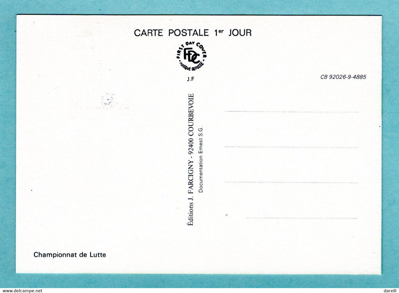 Carte Maximum 1987 - Championnat Du Monde De Lutte - YT 2482 - 63 Clermont Ferrand - 1980-1989