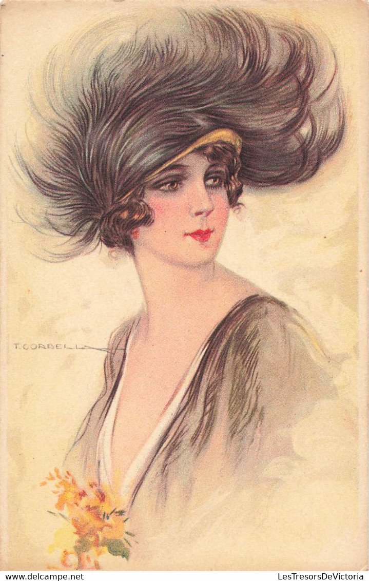 CPA Illustrateur Corbella - Femme Avec Un Très Joli Chapeau à Plumes - Corbella, T.