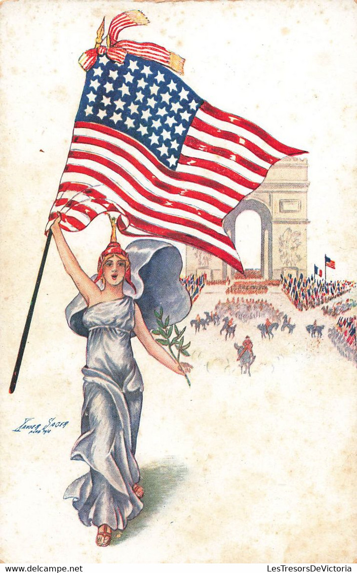 CPA Illustrateur Xavier Sager - Jour De Triomphe - Drapeau Americain - Sager, Xavier