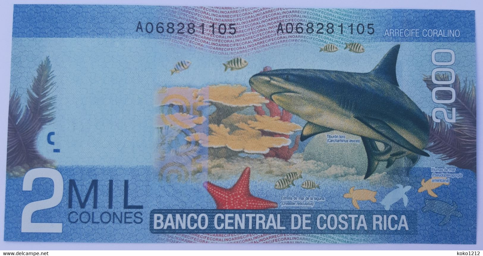 Costa Rica 2000 Colones 2015 (serie A) P275 UNC Requin - Costa Rica