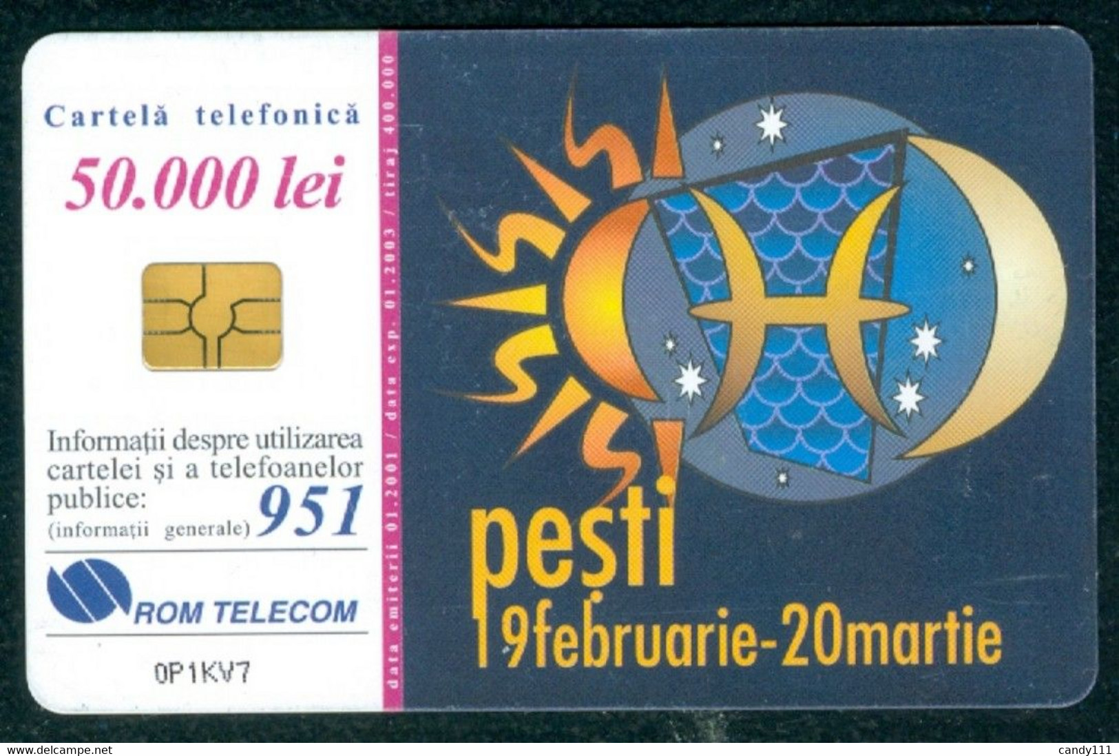 2000 Pisces/Fish, Zodiac ,Horoscope ,Tierkreiszeichen, Romania, Used Phonecard, Phone Card - Andere & Zonder Classificatie