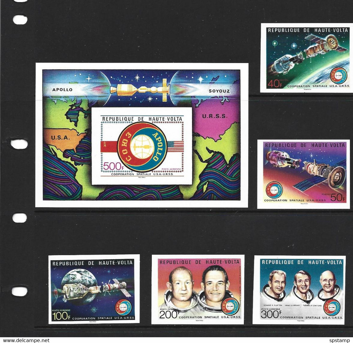 Upper Volta Burkina Faso 1975 Apollo Soyuz Space Co-operation Imperforate Set Of 5 & Miniature Sheet MNH - Haute-Volta (1958-1984)