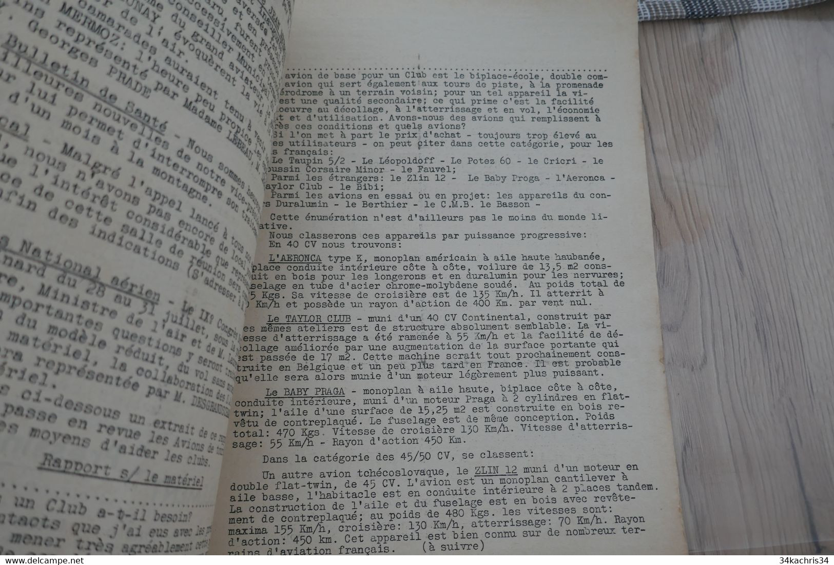 Bulletin Information Aéro Club Du 14 ème Arrondissement Paris N°29 Juillet 1938 Aviation Tourisme - Sonstige & Ohne Zuordnung