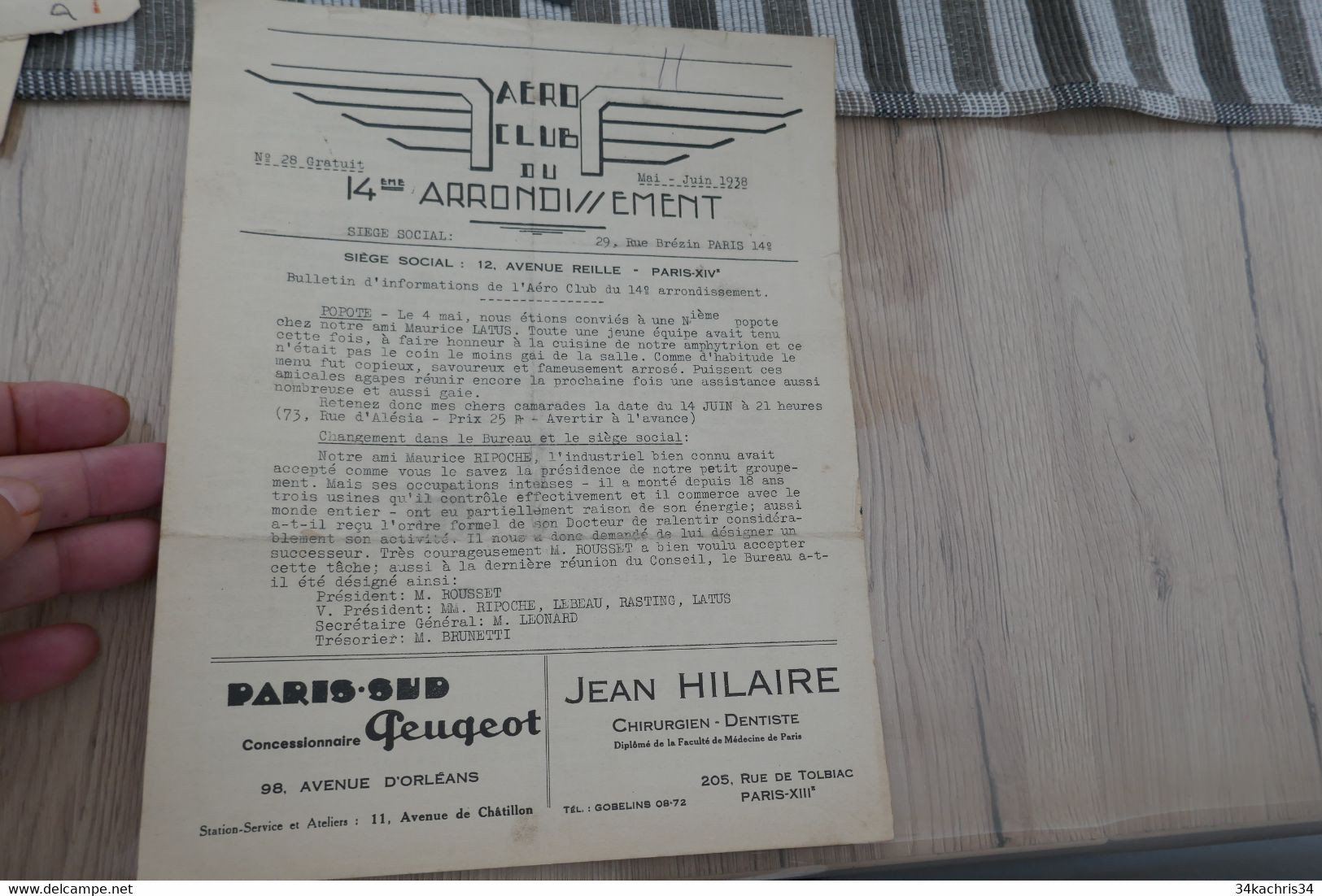 Bulletin Information Aéro Club Du 14 ème Arrondissement Paris N°28 Mai Juin 1938 Aviation Tourisme - Otros & Sin Clasificación