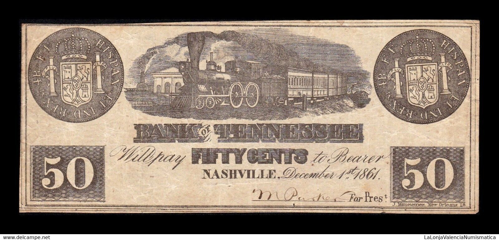 Estados Unidos United States 50 Cents 1861 Bank Of Tennessee Civil War MBC- AVF - Tennessee