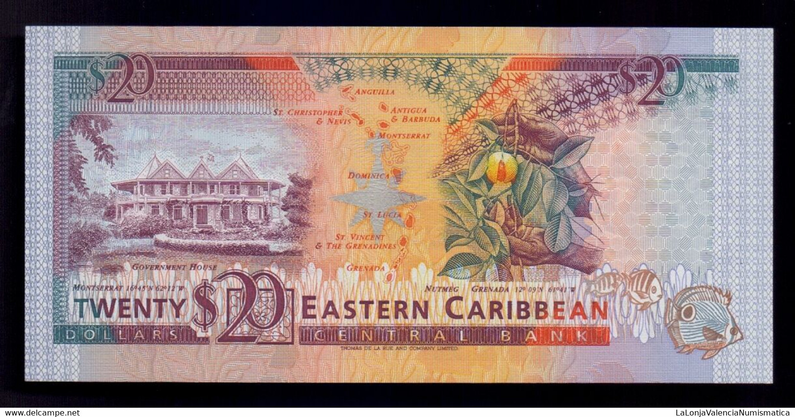 Estados Caribe East Caribbean Anguilla 20 Dollars 1993 Pick 28u SC UNC - East Carribeans