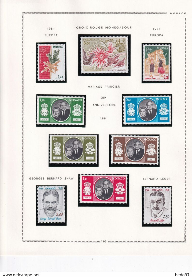 Monaco - Collection 1981/1993 Sur Feuilles MOC - Neufs ** Sans Charnière - TB - Lots & Serien