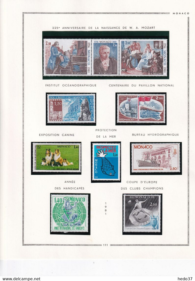 Monaco - Collection 1981/1993 Sur Feuilles MOC - Neufs ** Sans Charnière - TB - Lots & Serien