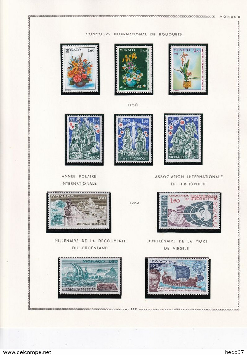 Monaco - Collection 1981/1993 sur feuilles MOC - Neufs ** sans charnière - TB