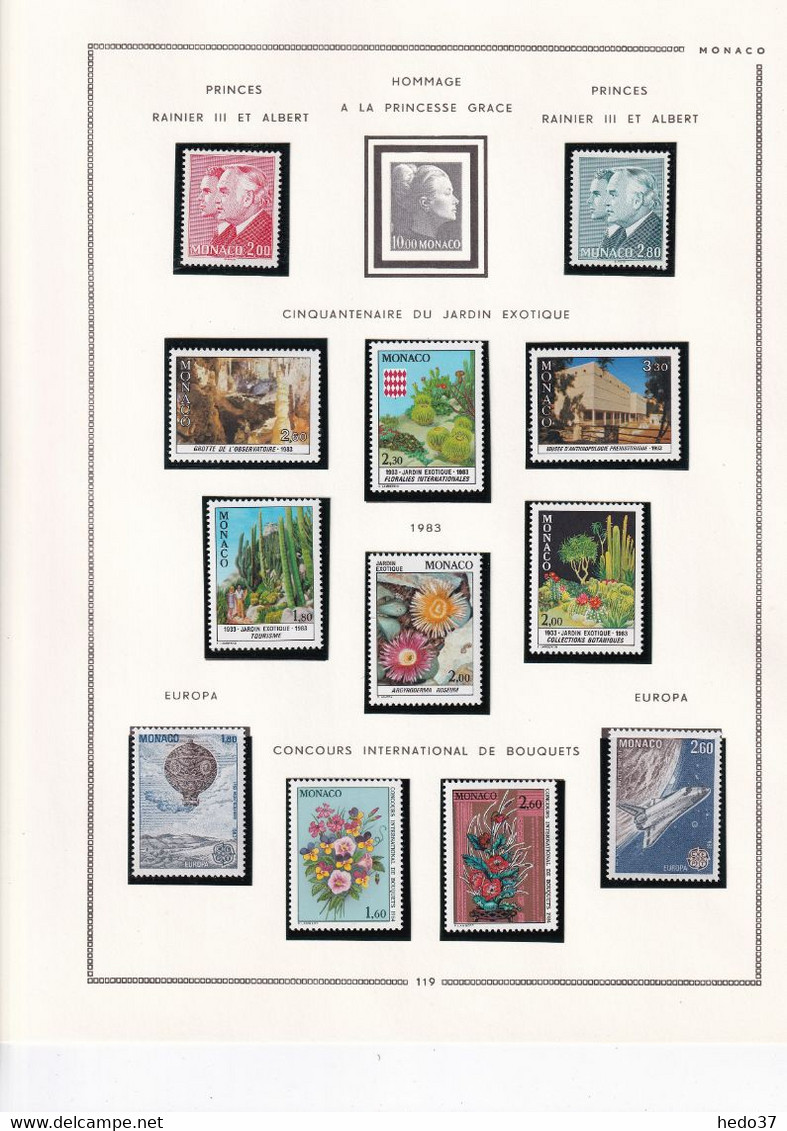 Monaco - Collection 1981/1993 sur feuilles MOC - Neufs ** sans charnière - TB