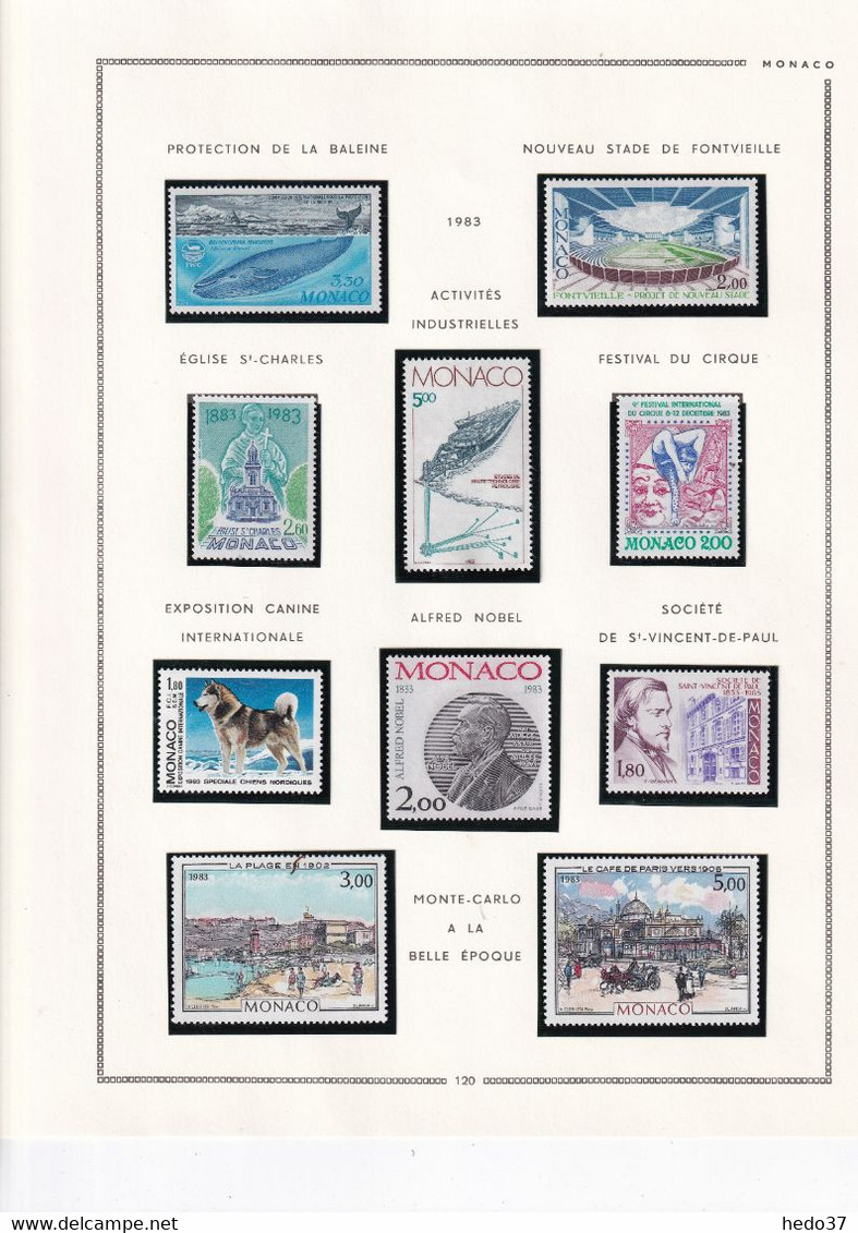 Monaco - Collection 1981/1993 sur feuilles MOC - Neufs ** sans charnière - TB