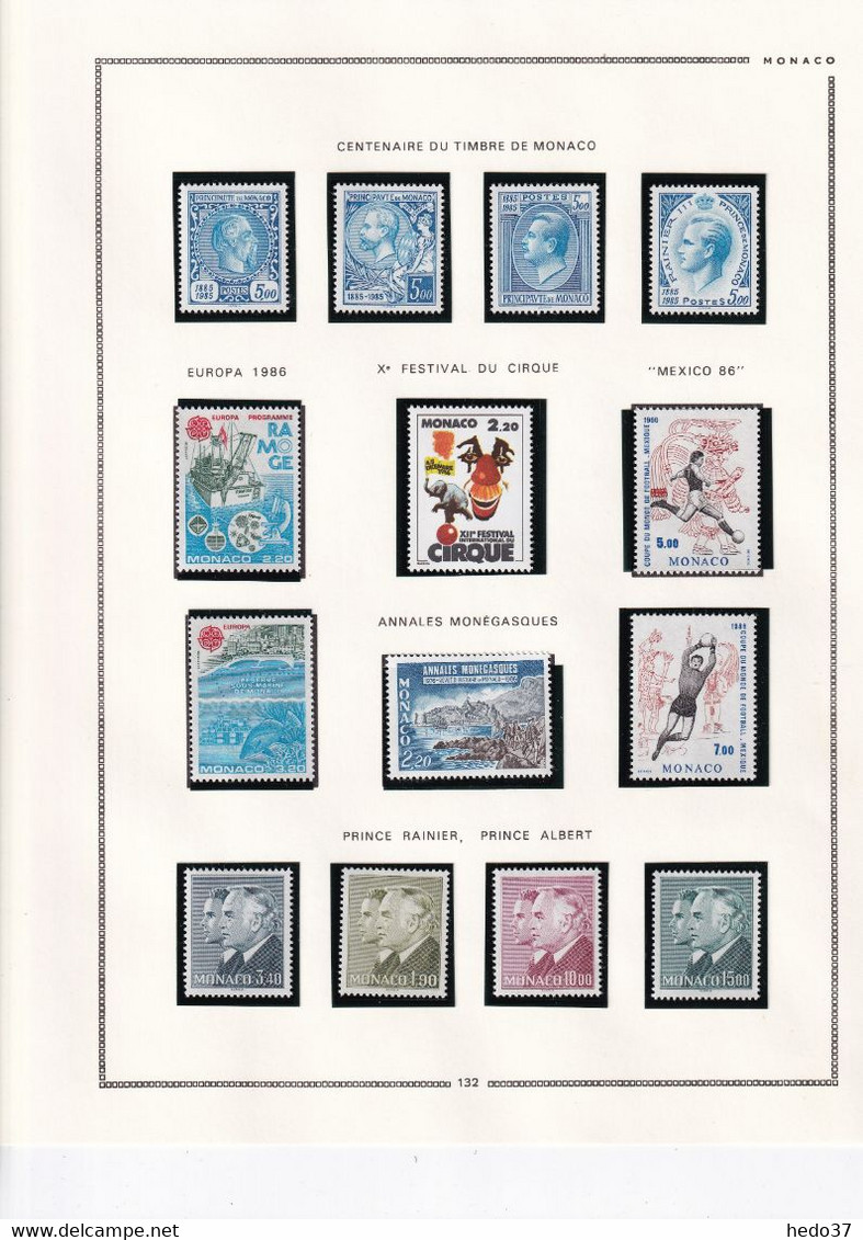 Monaco - Collection 1981/1993 sur feuilles MOC - Neufs ** sans charnière - TB