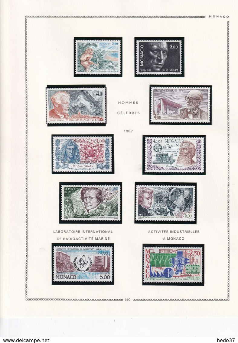 Monaco - Collection 1981/1993 sur feuilles MOC - Neufs ** sans charnière - TB