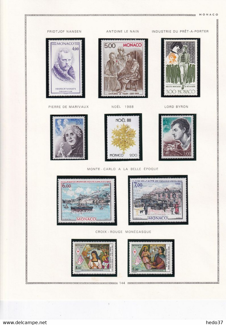 Monaco - Collection 1981/1993 sur feuilles MOC - Neufs ** sans charnière - TB