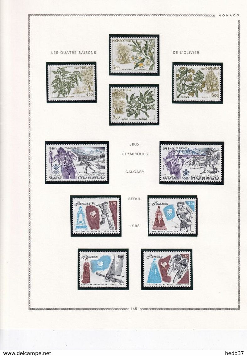 Monaco - Collection 1981/1993 sur feuilles MOC - Neufs ** sans charnière - TB