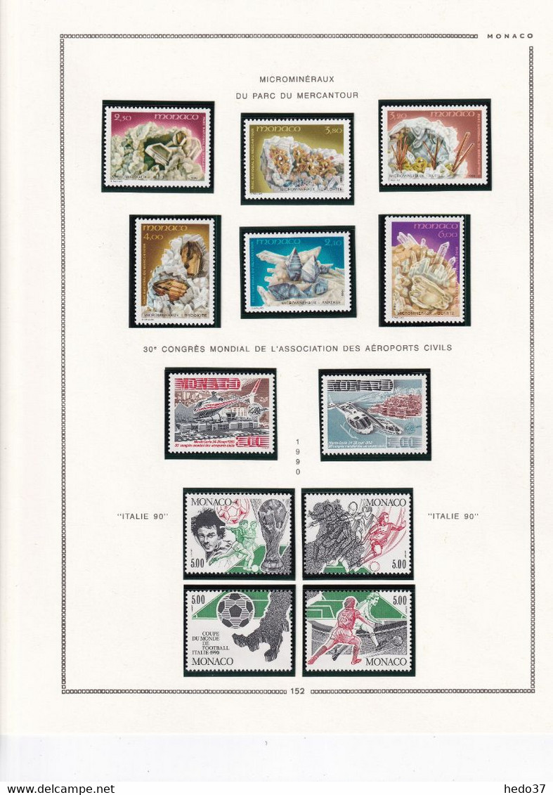 Monaco - Collection 1981/1993 sur feuilles MOC - Neufs ** sans charnière - TB