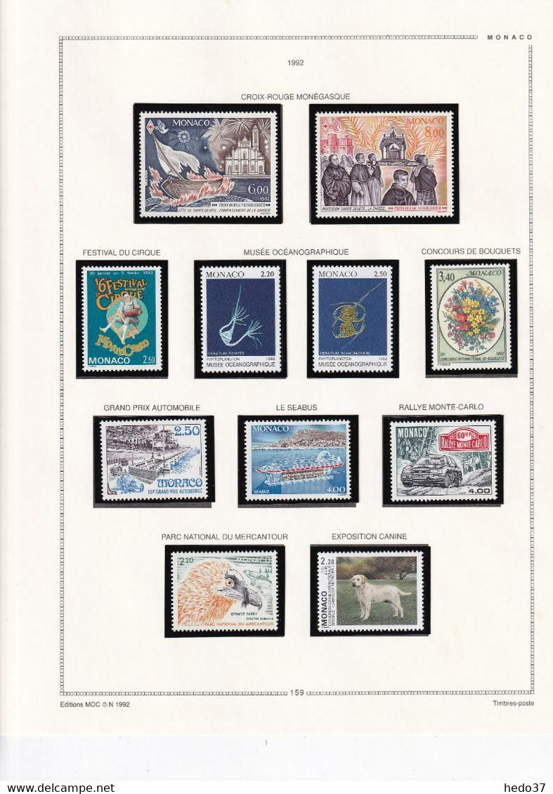 Monaco - Collection 1981/1993 sur feuilles MOC - Neufs ** sans charnière - TB