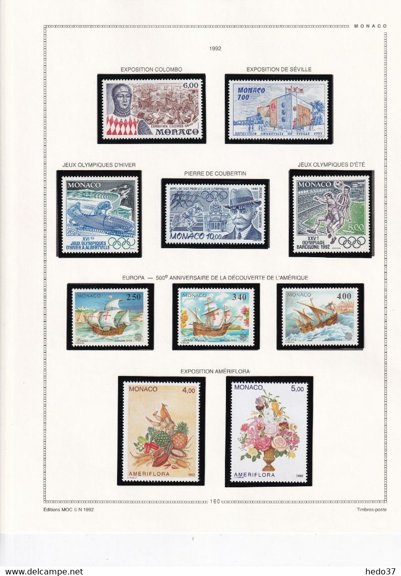 Monaco - Collection 1981/1993 sur feuilles MOC - Neufs ** sans charnière - TB