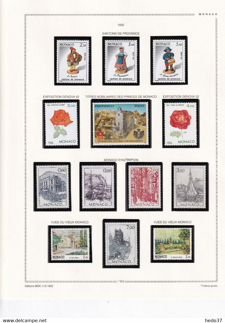 Monaco - Collection 1981/1993 sur feuilles MOC - Neufs ** sans charnière - TB