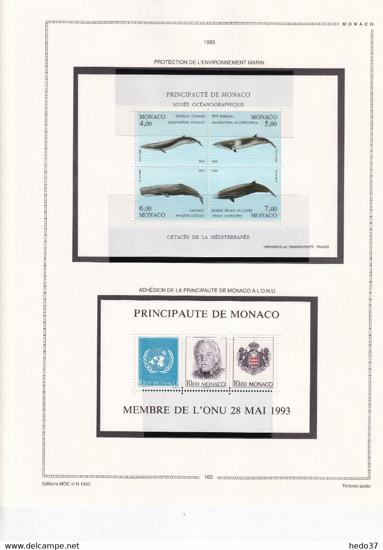 Monaco - Collection 1981/1993 sur feuilles MOC - Neufs ** sans charnière - TB