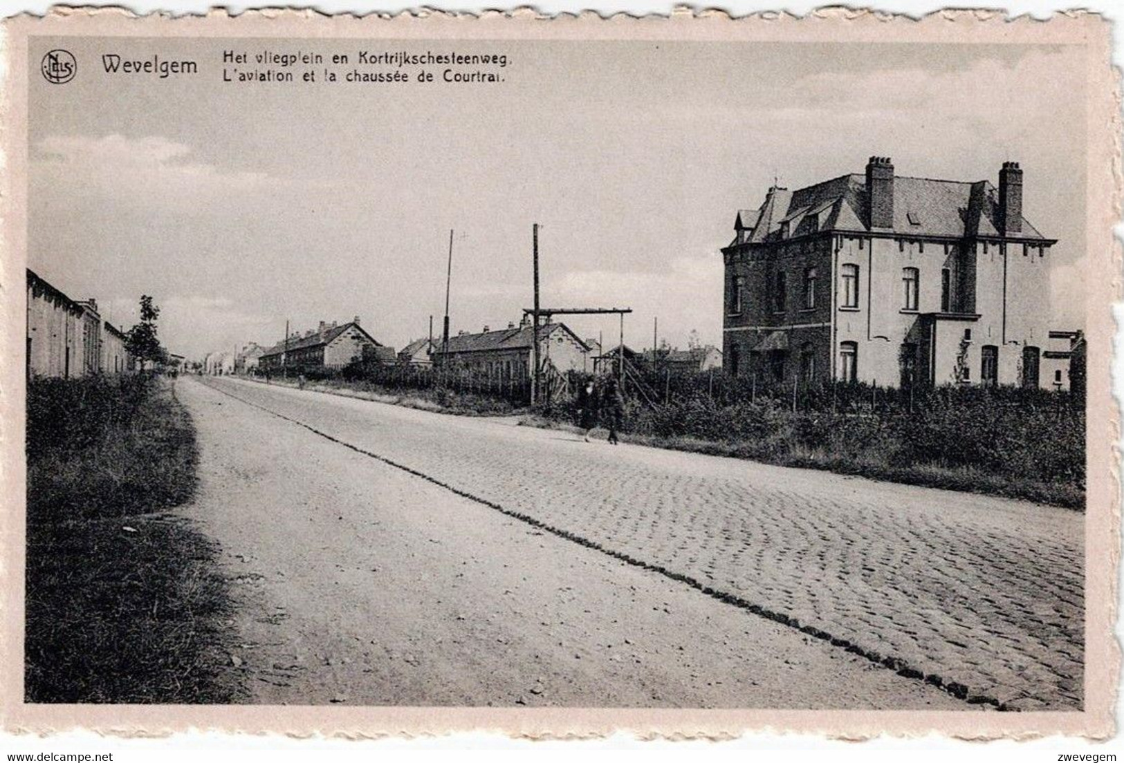 WEVELGEM -  Het Vliegplein En Kortrijkschesteenweg - L'aviation Et La Chaussée De Courtrai - Wevelgem